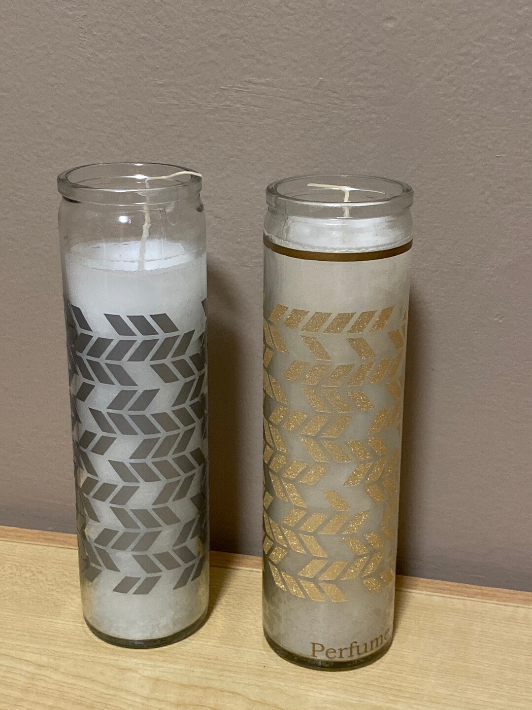 Customized Prayer Candle Gold Silver Chevron Etsy