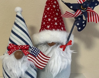 July 4th Patriotic Gnome - Sitting Gnome - Stars and Stripes Gnome - Tiered Tray Gnome - Summer Gnome - 4th Of July Gnome Americana Tomte