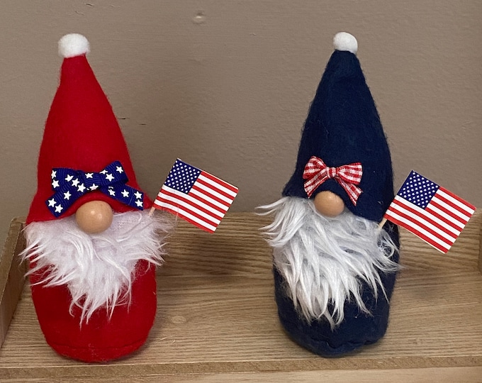 Summer Gnome, Patriotic Gnome, American Flag Gnome, Red White and Blue, Stars and Stripes, Tiered Tray Decor, 4th of July Gnome, Memorial