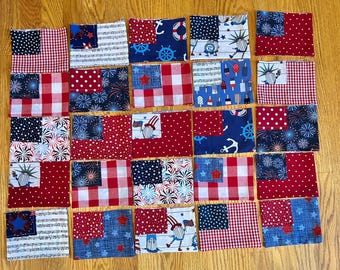 Fabric Patchwork American Rag Flag Hanging Banner Choose 6’ or 4’ Memorial Day July 4th Stars and Stripes Patriotic Decor Red White Blue