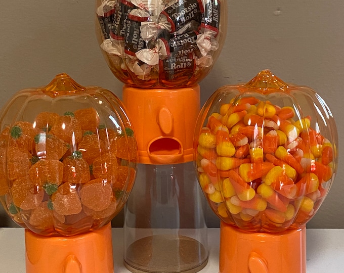 Mini Gumball Machine Candy Dispenser PUMPKIN Candy Machine 6.5” Can be Personalized Kids Toy Party Favor Orange
