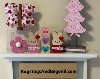 Valentine Tree Whimsical Valentine's Day Decor Cute Heart Tree Pink and White Shades Pink Hearts 12" Tall Valentine Tree on Base Gray Base