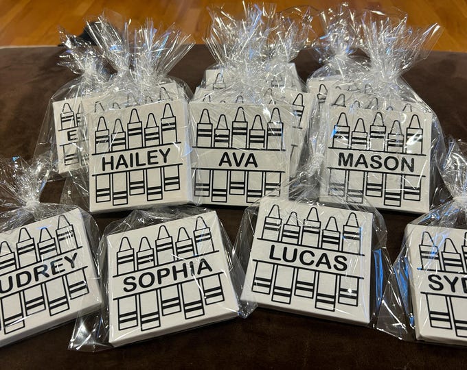 Personalized Party Favor - custom canvas with name - 4” Square Stretched Canvas with Easel Personalize Kids Craft Goodie Ready to Color!