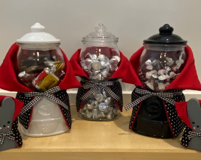 Glass Gumball Jar with Custom Made Dracula Cape for Halloween costume Gumball Machine candy Jar Cookie Jar