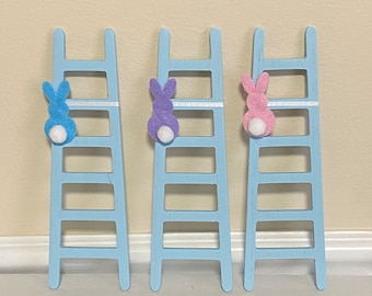 Easter Ladder - Tiered Tray Ladder - Spring Decor - Peep Ladder - Easter Bunny - Spring Farmhouse Style Peeps Decor - Blue Painted Ladder