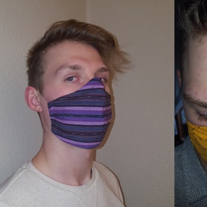 Custom Masks with Nose Wire, Adjustable Ear Loops or Over the Head and Filter Pocket with Non-Woven Felt Filter