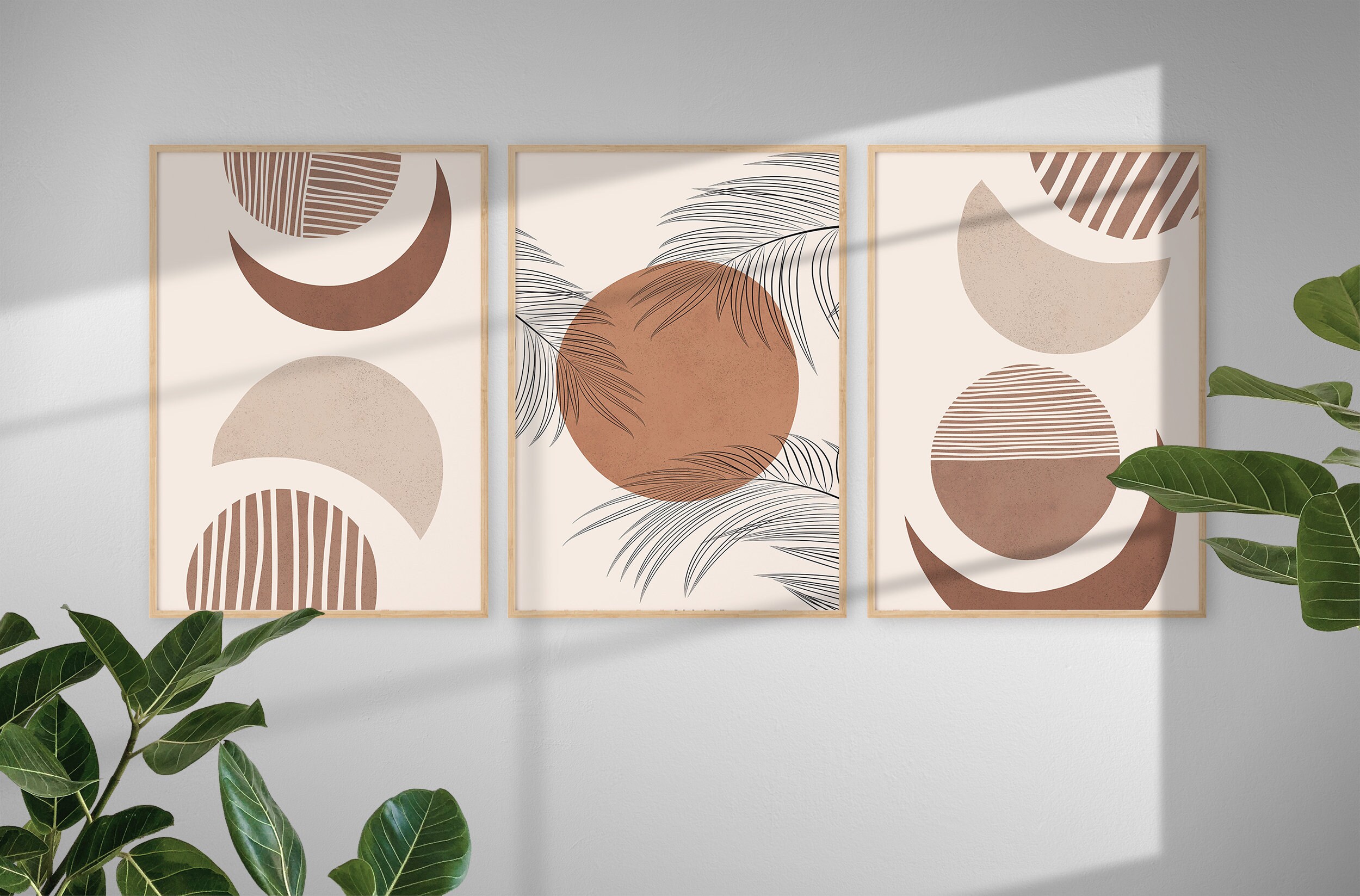 Boho Art Set of 3 Prints Boho Wall Art Bohemian Sun Wall Etsy