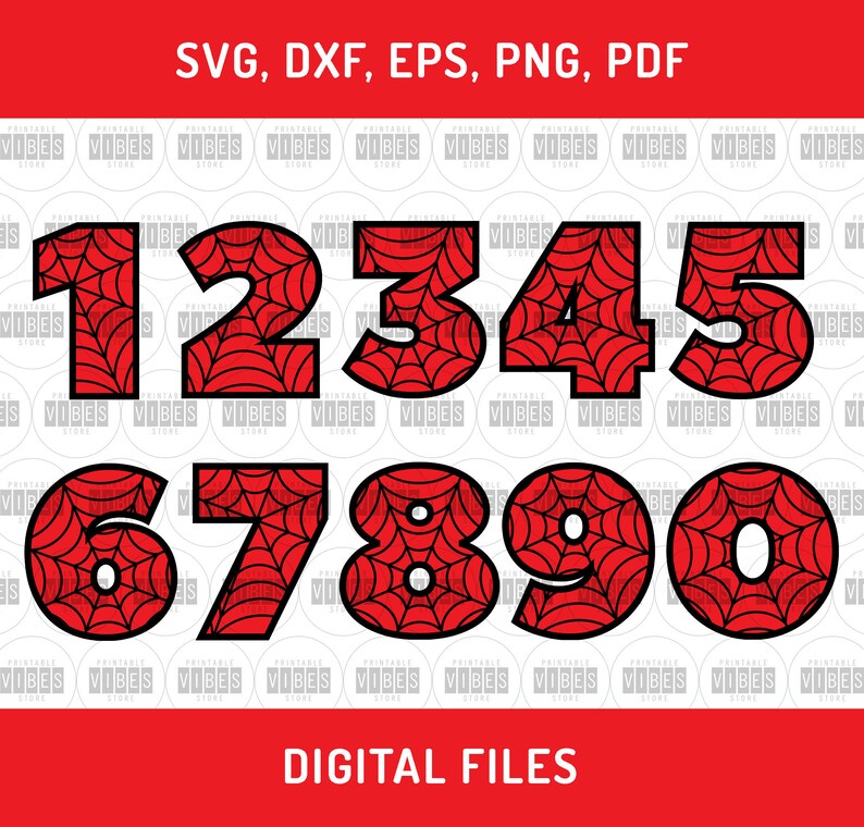 Spider Man Numbers SVG Super Hero Numbers Cut File DXF 110 Etsy