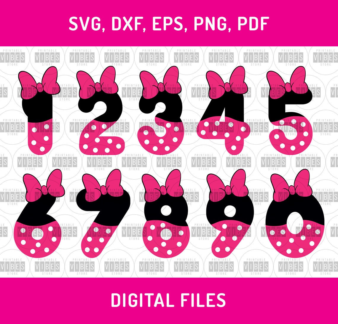 minnie numbers svg minnie numbers cut file 1 10 numbers svg etsy