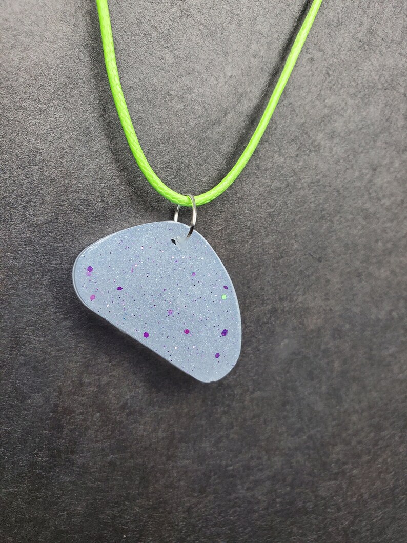 Necklace Light Blue Glitter Resin Pendant