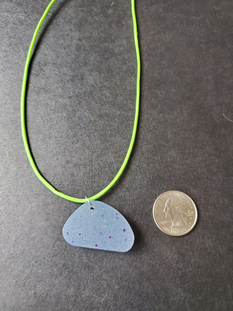 Necklace Light Blue Glitter Resin Pendant