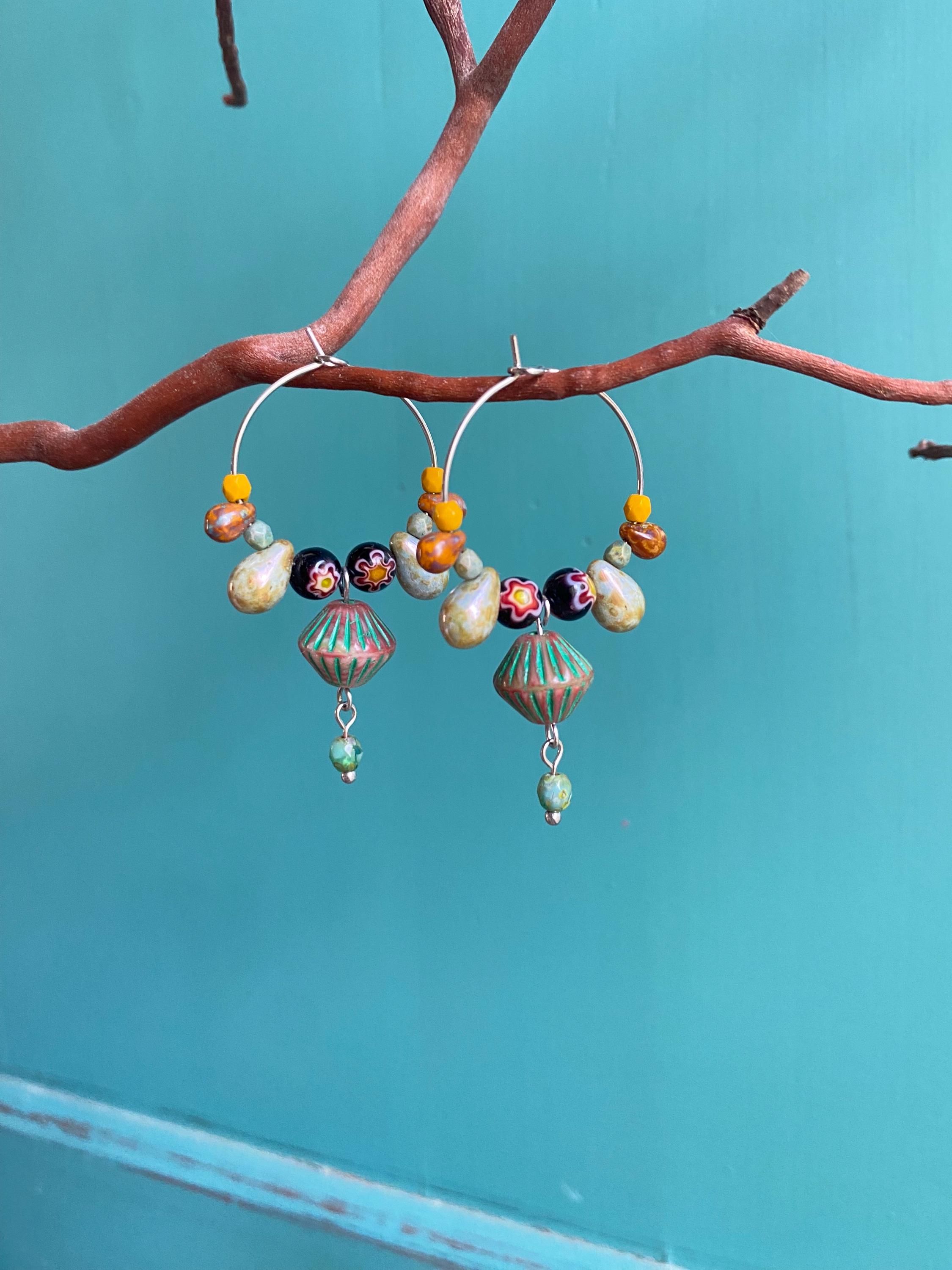 Créoles Bohème En Acier Inoxydable Avec Perles - Idée Cadeau Femme Chic Et Tendance