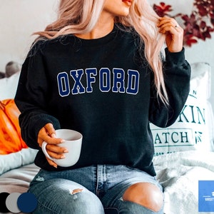 Oxford Sweatshirt | Oxford Vintage University/College Style Sweater | Varsity Unisex Fleeced Crewneck Student Gift