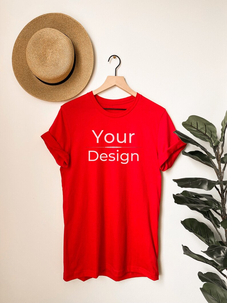 Download Red Bella Canvas 3001 3001 Red T Shirt Mockups Trendy | Etsy