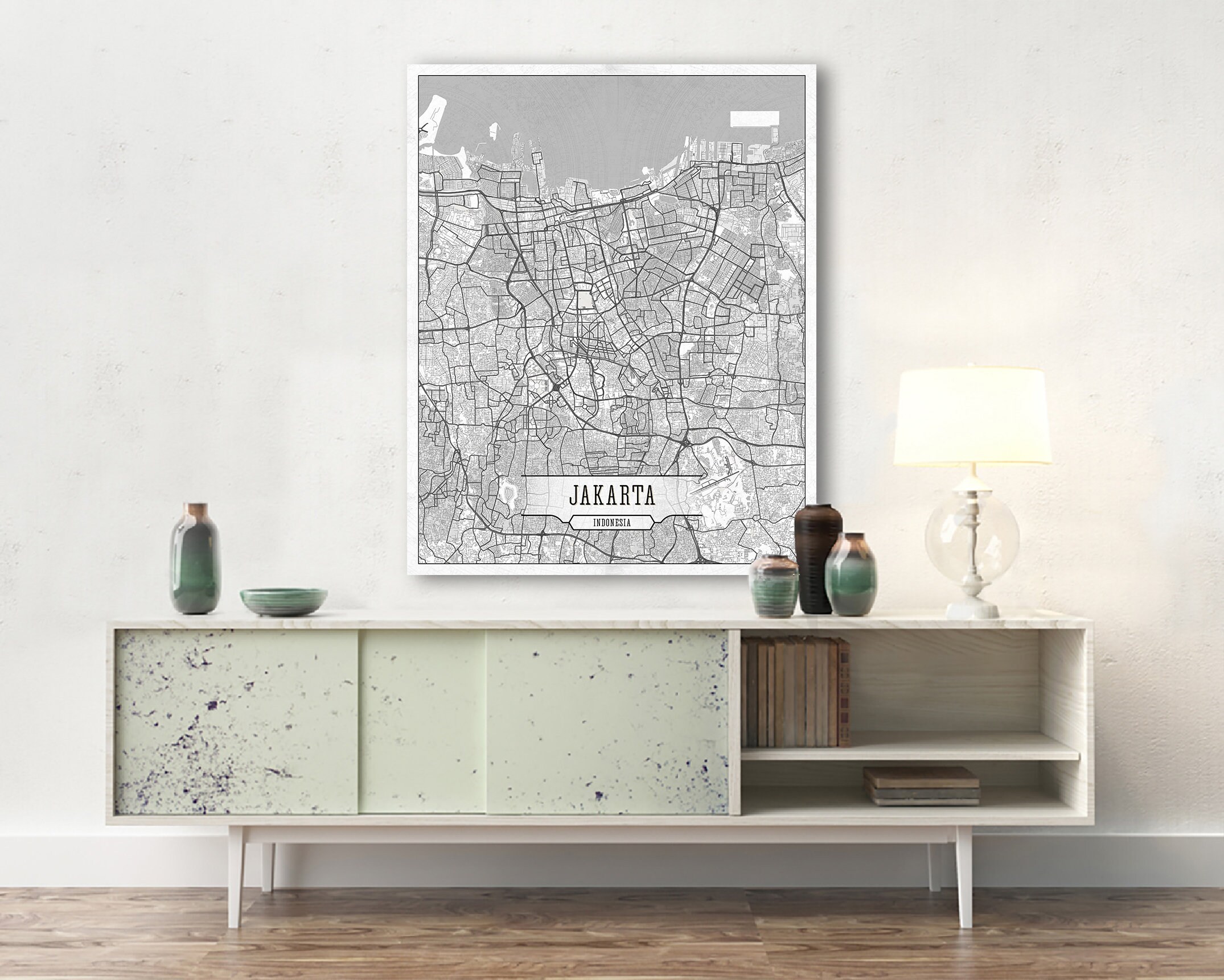 JAKARTA Indonesia Canvas Map Indonesia Large Wall Art Soft | Etsy