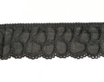 Elegant, elastic (stretchy) lace | 60mm wide | Color: Black