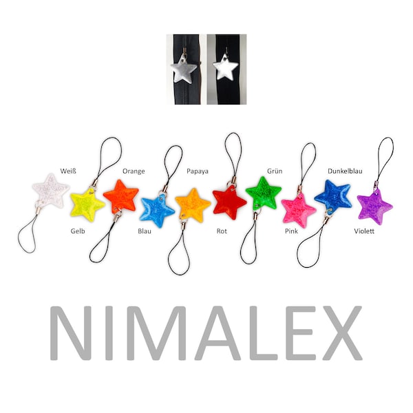 Children's safety reflector pendant star in 10 colors to choose from white yellow orange blue papaya red green pink or purple (reflective)