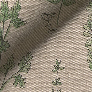 Decorative fabric linen look cotton Sold by the meter for curtains, bags, cushions and much more. Color: natural linen green black Herbal Culinary Kitchen image 4