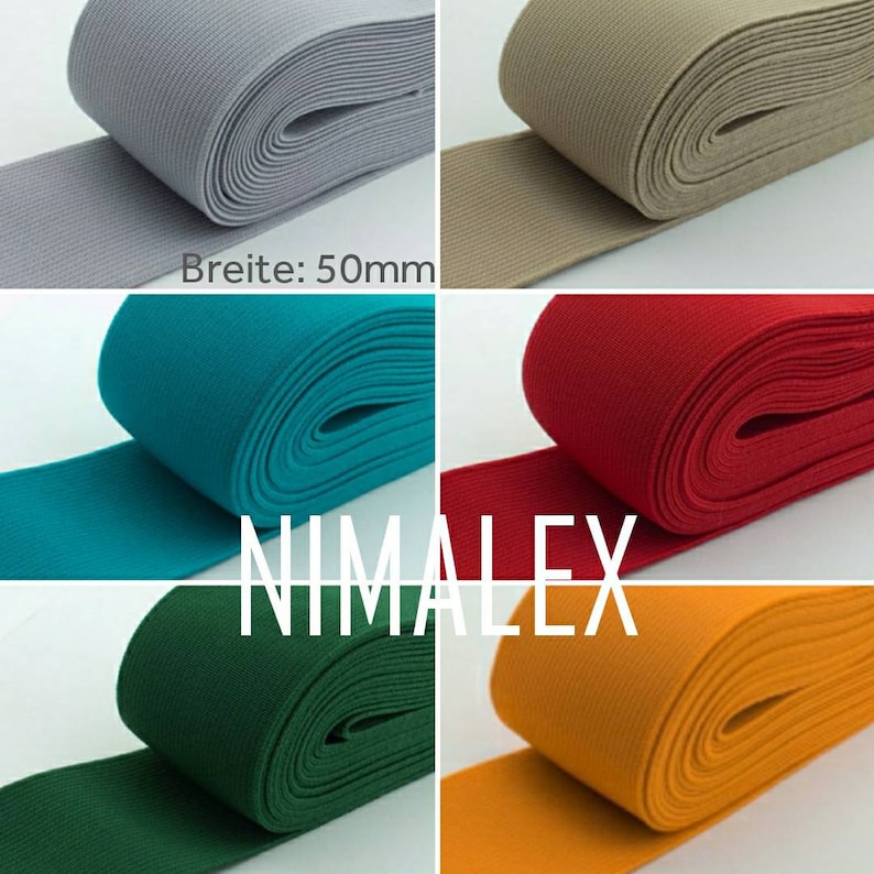 Elastic band in 30 colors 50 mm 5 cm wide e.g. for waistbands flat, elastic, stable from 1 m Sold by the meter for clothing Many colours image 1