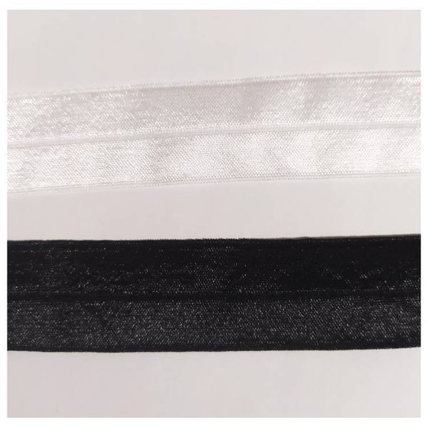 Edging rubber soft 2.5 cm wide (25 mm) elastic edging tape rubber band folding rubber from 1 meter white or black