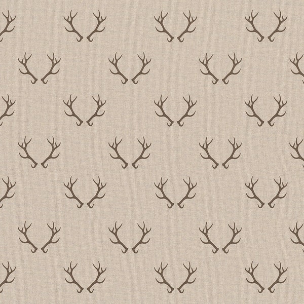 Decorative Christmas fabric classic and simple linen look sold by the meter 50 x 140 cm country house color: natural linen, brown. antler