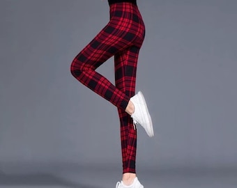 Black & White Print Buttery Soft Leggings Size 16-20 Women's Plaid Red & Black Black & White Print Buttery Soft Leggings Size 16-20 Women's Plaid Red & Black