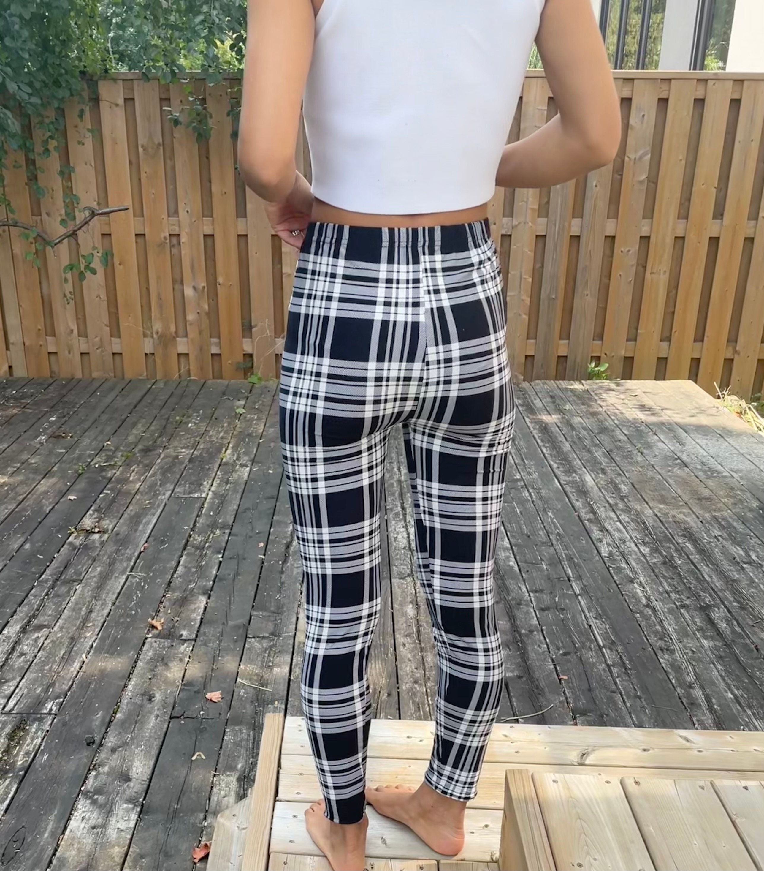 Buttery Soft Black Plaid Leggings Etsy