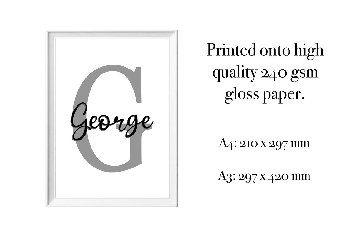 Custom name print personalised name poster initial name Etsy