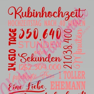 Rubinhochzeit Plotterdatei  SVG