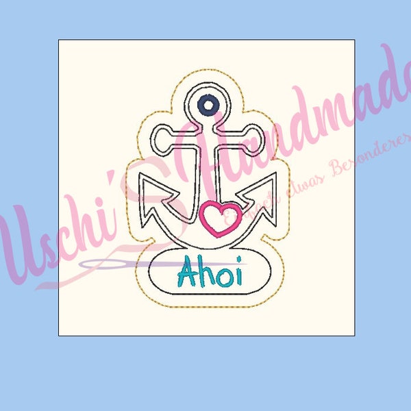 ITH Digital Embroidery File, Anchor Ahoi Keychain