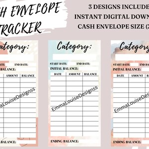 Cash Envelope Spending Tracker Insert | PDF Digital Download | Printable