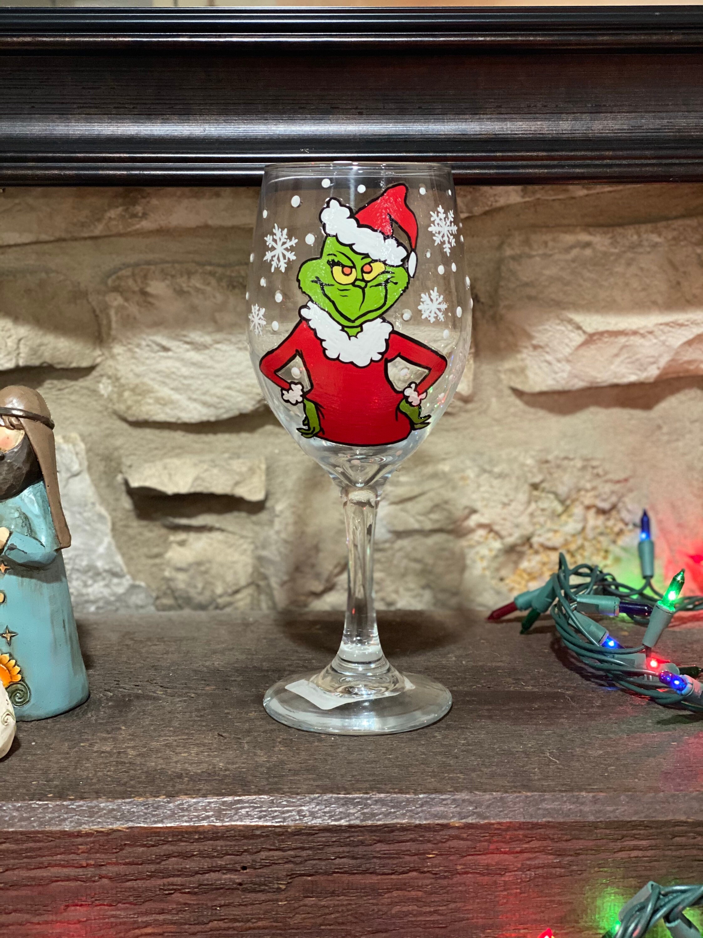 Grinch Wine Glass Christmas Wine Glass Etsy