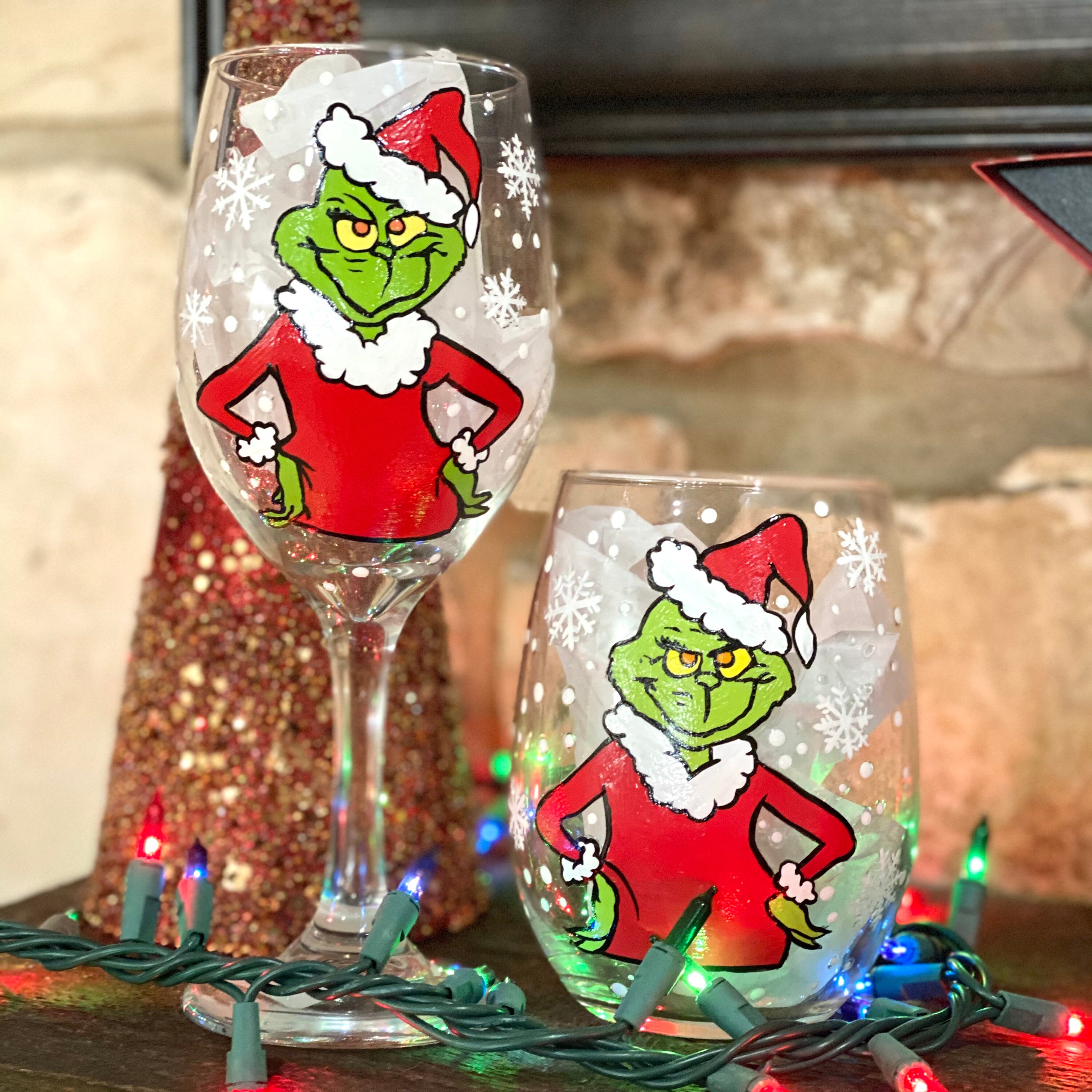 Grinch Wine Glass Christmas Wine Glass Etsy