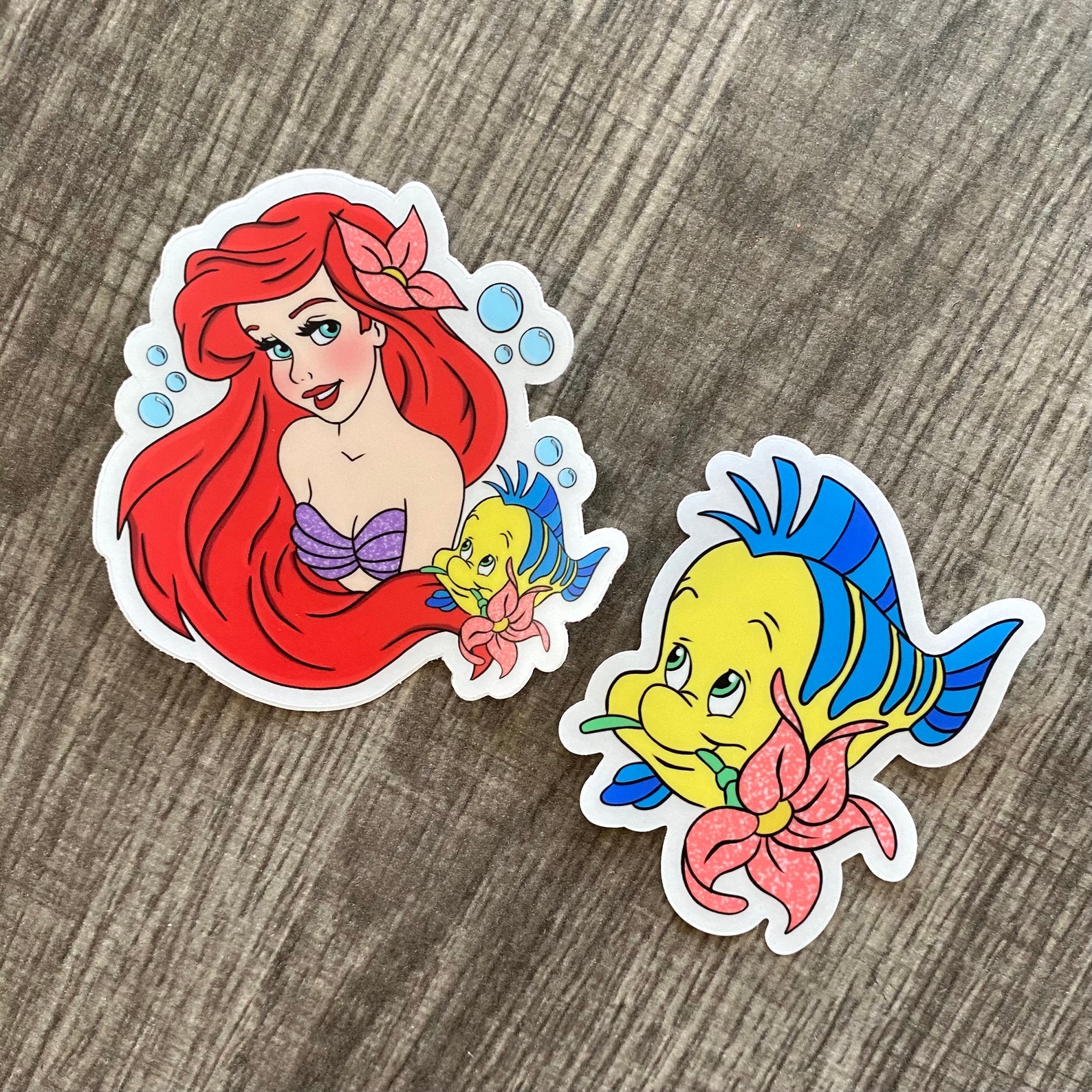 The Little Mermaid Sticker Set Ariel Flounder Sticker Etsy