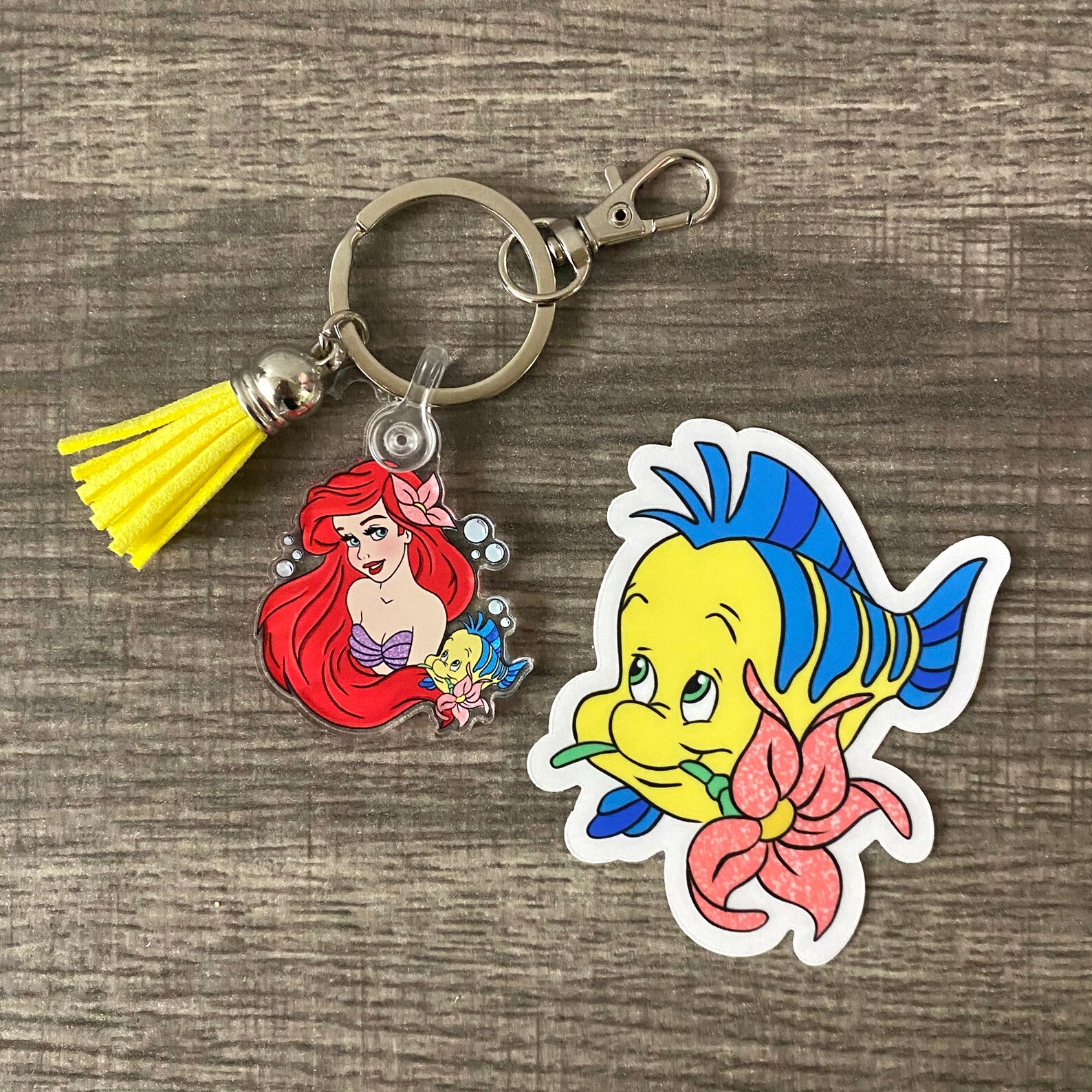 The Little Mermaid Keychain Set Ariel Sticker Disney Etsy