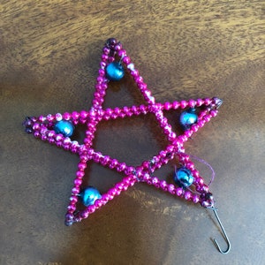 Vintage Gablonz Star Christmas Ornament, Czech Folk Art Mercury Glass Bead Ornament circa 1920s to 1930s - Free Shipping