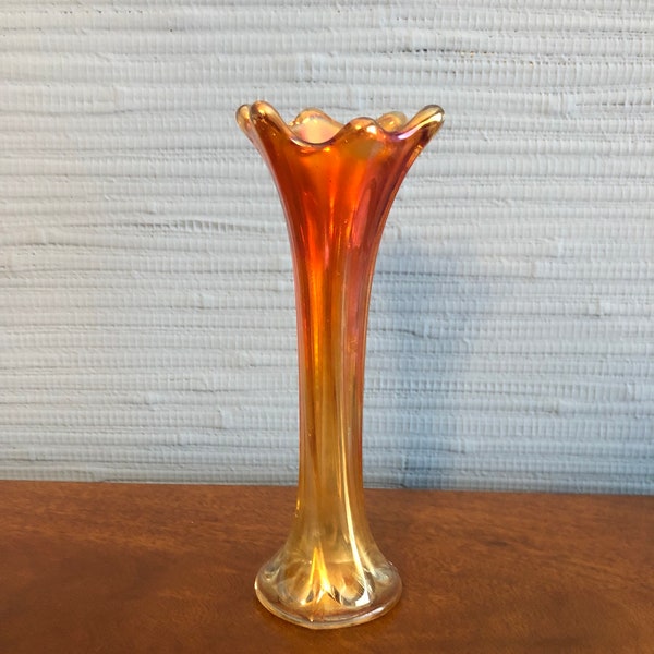 Imperial Carnival Glass Marigold Bud Vase, 7.5" tall circa 1930s - Free Shipping