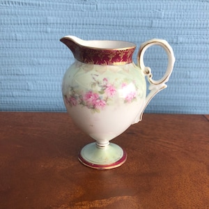 Roses R.S. Prussia Creamer with Red Mark signature, Hand Painted Circa 1870 to 1918 - Free Shipping