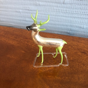 Antique Bimini Lauscha Green Blown Mercury Glass Reindeer, German Ornament, circa 1910s to 1920s - Free Shipping