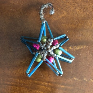 Vintage Gablonz Christmas Ornament, Czech Folk Art Mercury Glass Bead Ornament circa 1920s to 1930s - Free Shipping