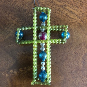 Vintage Gablonz Christmas Ornament, Czech Folk Art Mercury Glass Bead Ornament circa 1920s to 1930s - Free Shipping