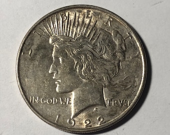 1922 P Peace Dollar, 90% Silver US Coin - Free Shipping