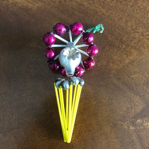Vintage Gablonz Christmas Ornament, Czech Folk Art Mercury Glass Bead Ornament circa 1920s to 1930s - Free Shipping