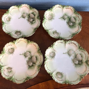 Set of 4 R.S. Prussia Plates unsigned, Hand Painted Circa 1870s to 1918 - Free Shipping