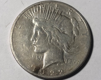1922 S Peace Dollar, 90% Silver US Coin - Free Shipping