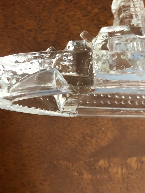 Vintage Victory Glass Co. Miniature Glass Battle Ship Candy Vintage Victory Glass Co. Miniature Glass Battle Ship Candy