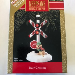 Hallmark Keepsake Deer Crossing Christmas Ornament, Light up ornament, Handcrafted 1990 - Free Shipping