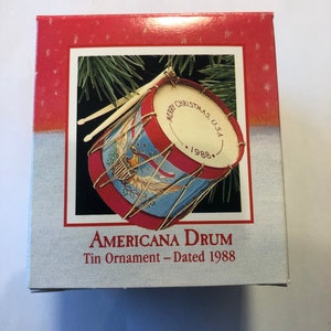 Hallmark Keepsake Americana Drum Christmas Ornament, Tin Ornament 1988 - Free Shipping