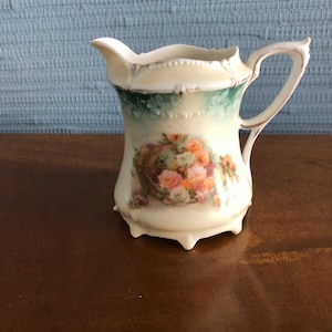 Roses in a Basket RS Prussia Creamer, Hand Painted Circa 1870 to 1918 - Free Shipping