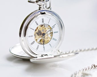 Dual Opening Pocket Watch, Pocket Watch, Personalised Pocket Watch, Fathers Day Gift, Engraved Pocket Watch
